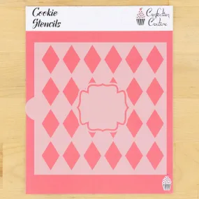 Harlequin Monogram Background Cookie Stencil