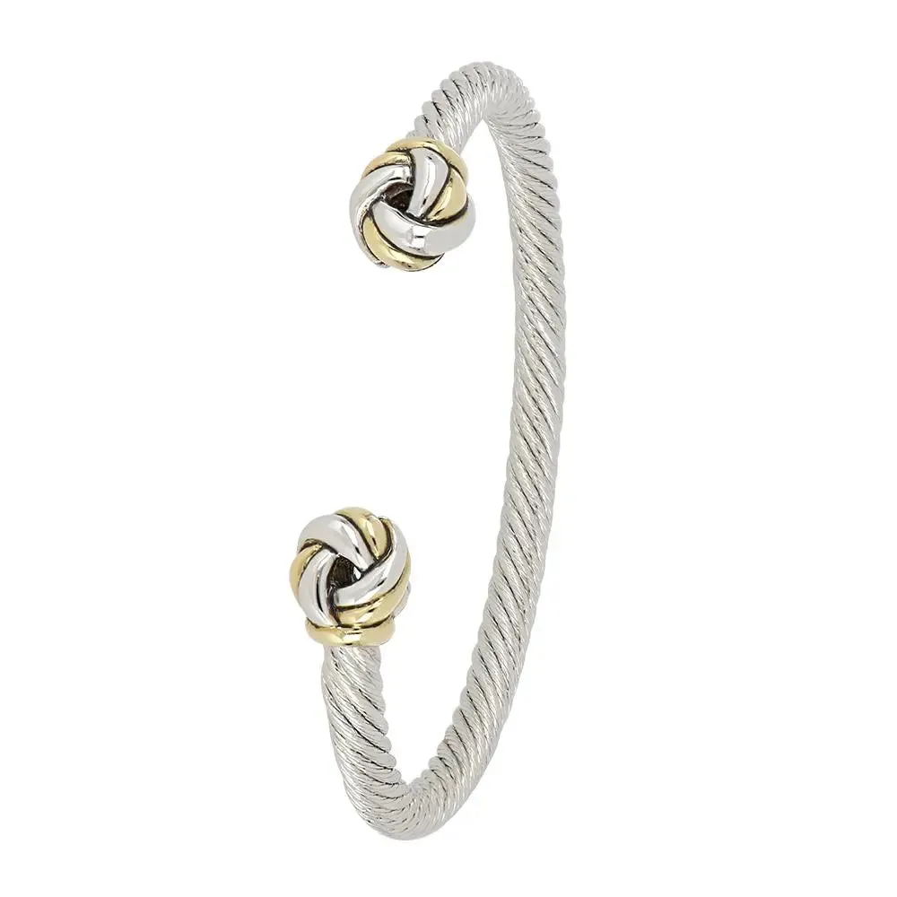 Infinity Love Knot Collection - Two-Tone Ends Wire Cuff Bracelet