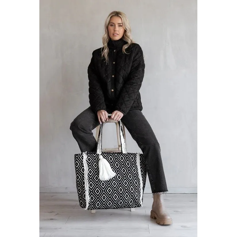 Jules Diamond Print Cotton Tote