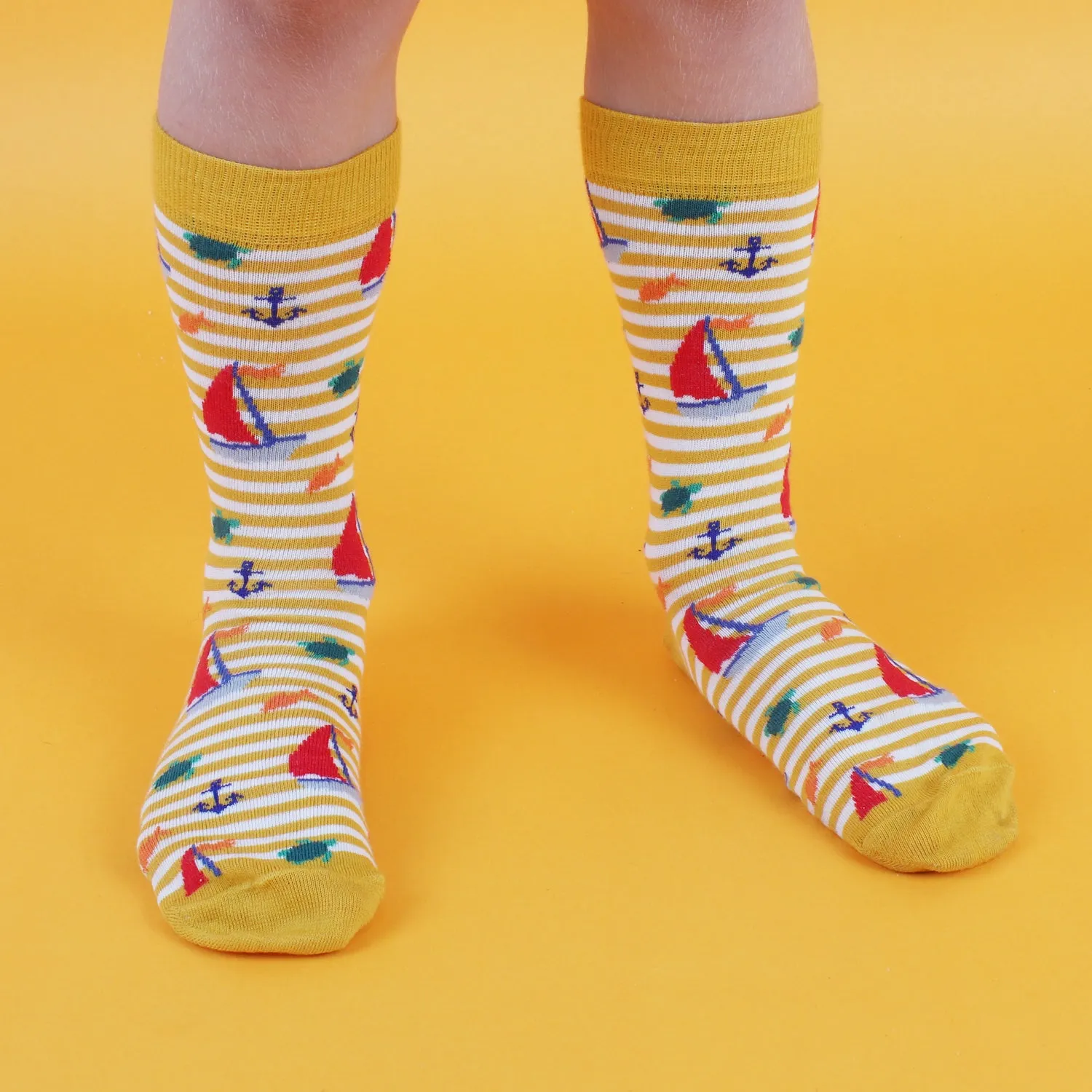 Kids Sailboat Cotton Socks