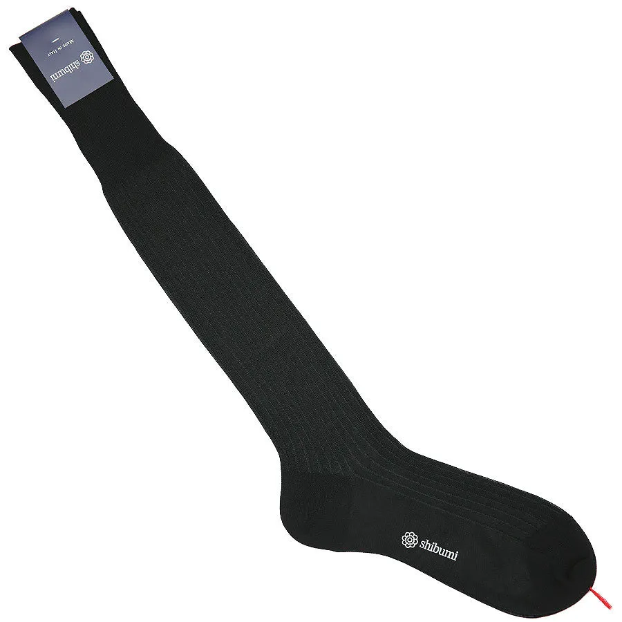 Knee Socks - Shadow Stripes - Black / Grey - Pure Cotton