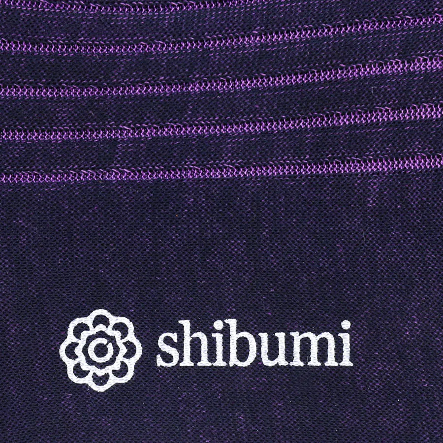 Knee Socks - Shadow Stripes - Navy / Eggplant - Pure Cotton