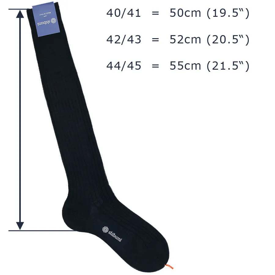 Knee Socks - Shadow Stripes - Navy / Eggplant - Pure Cotton