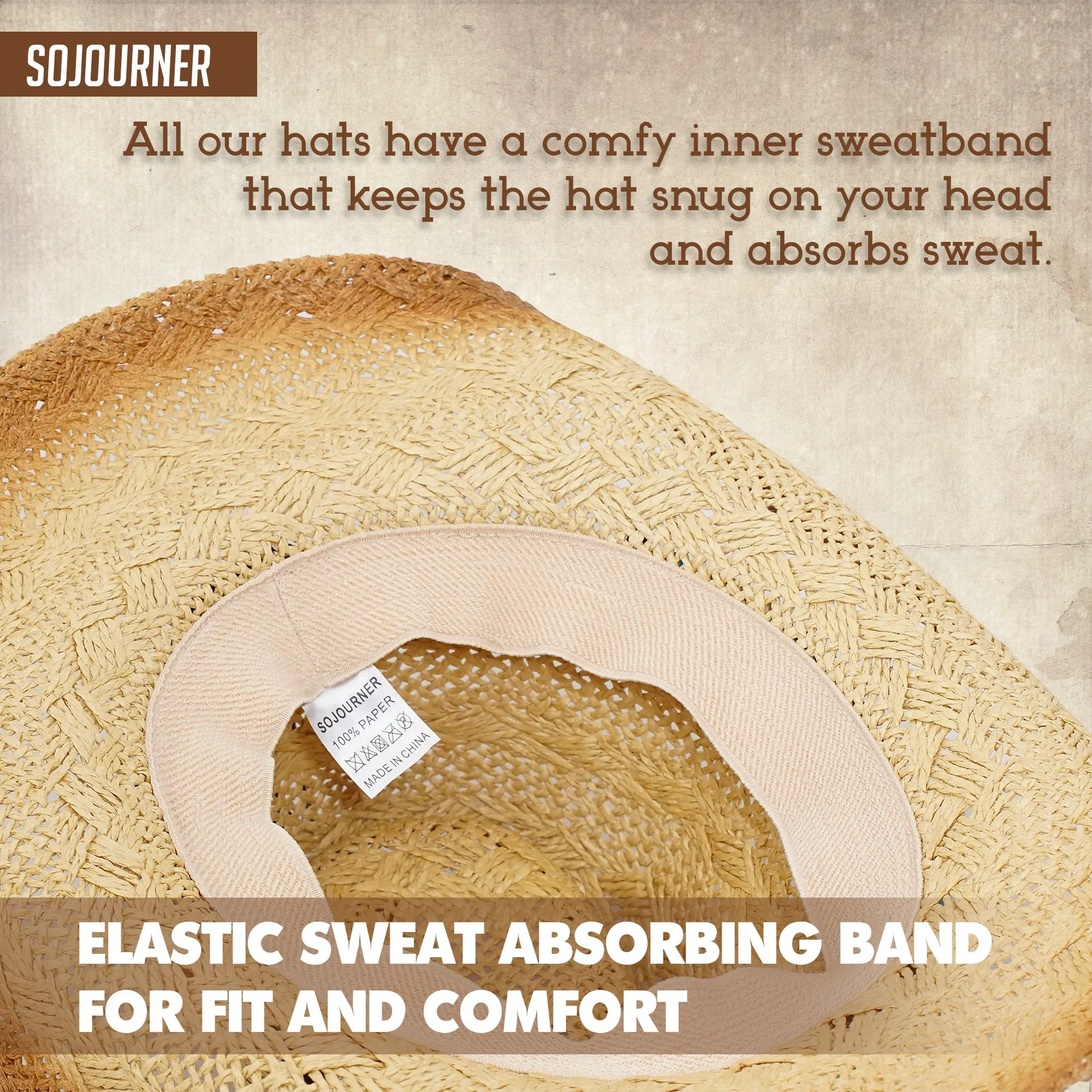 Men & Women's Cowboy Cowgirl Hat - Western Hats for Women, Adjustable Cowboy Hat Men with Wide Brim