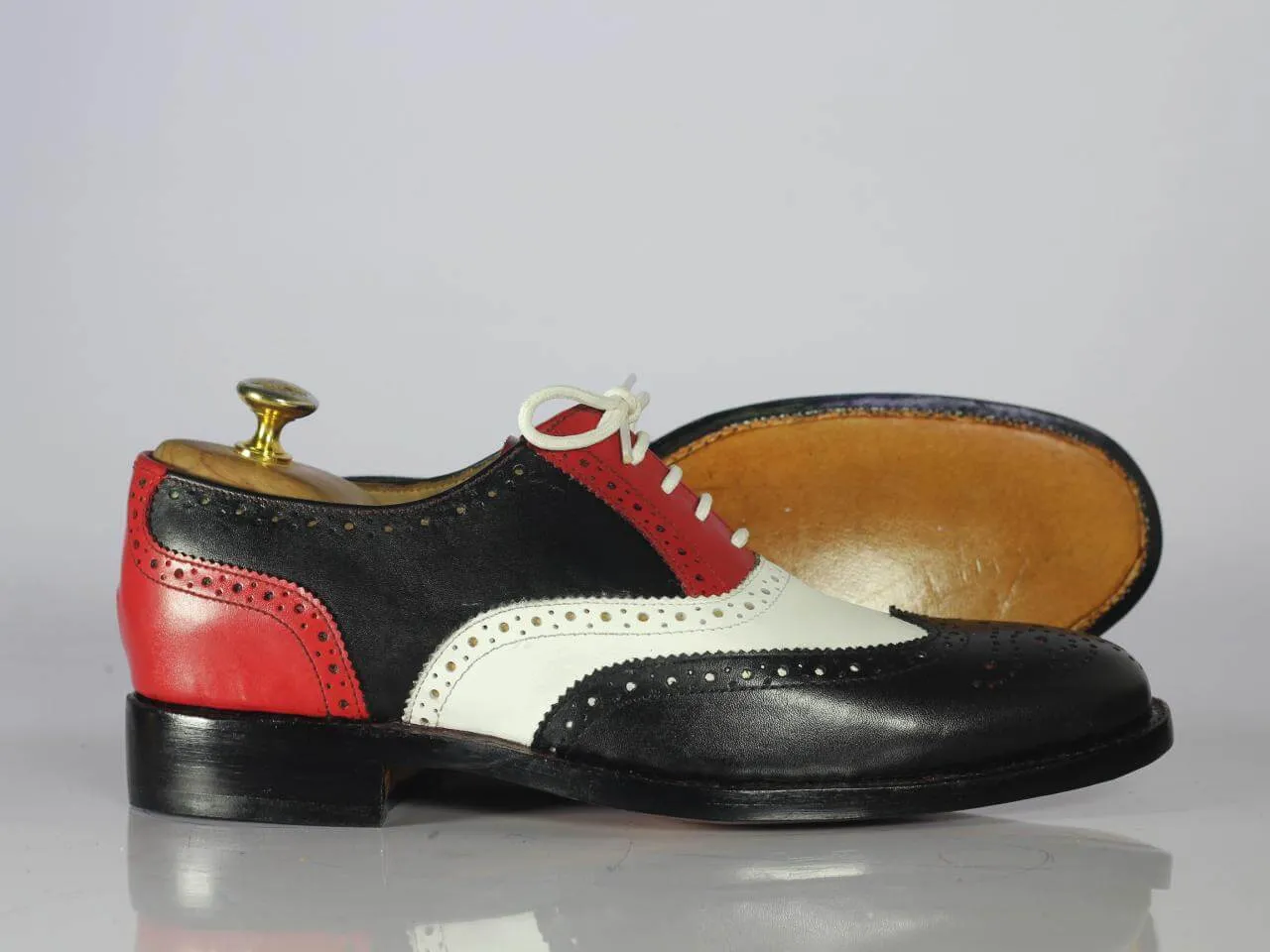 Men's Handmade Multi Color Wing Tip Brogue Shoes, Men Leather Lace Up Shoes