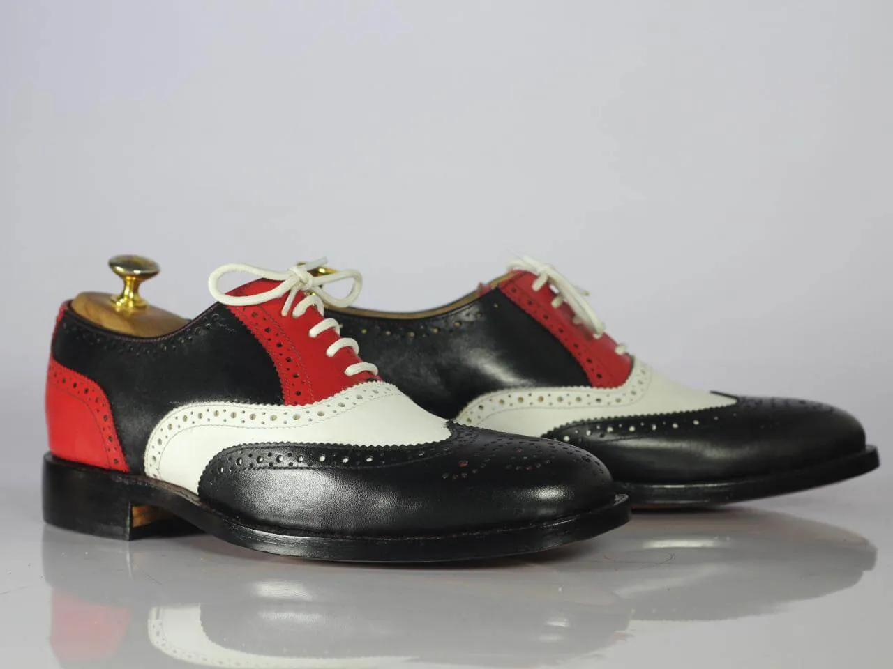 Men's Handmade Multi Color Wing Tip Brogue Shoes, Men Leather Lace Up Shoes