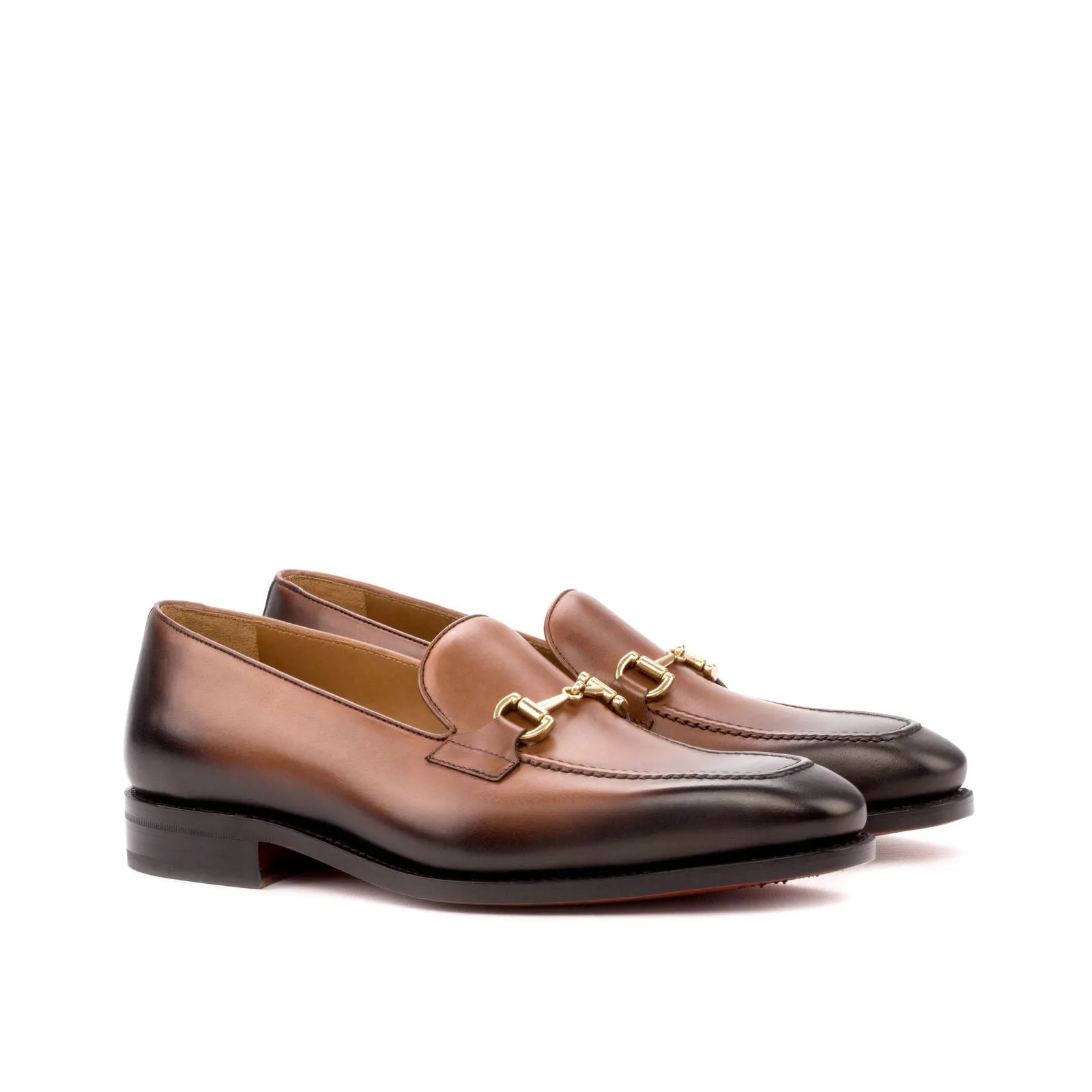 Men's Loafer Leather Shoes Goodyear Welt Wide Plus Size Brown 3519