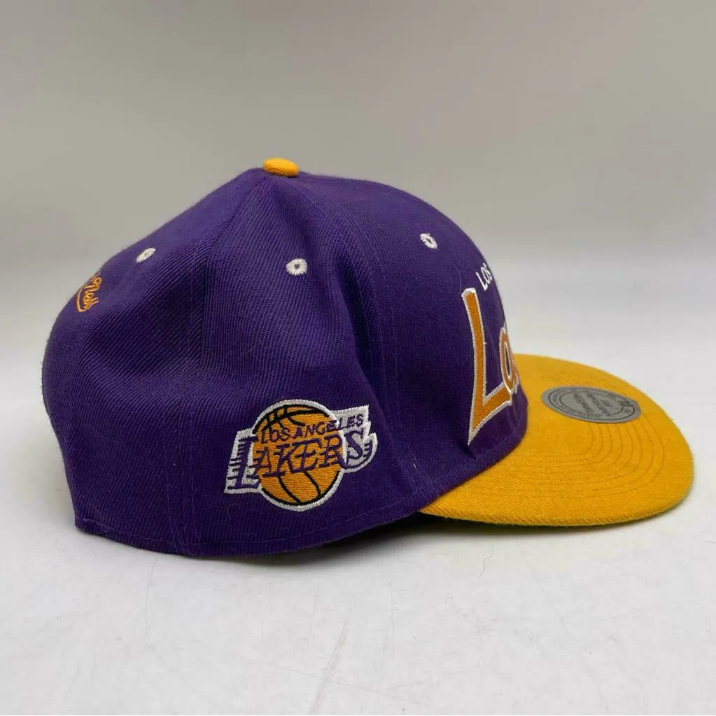 MITCHELL & NESS Los Angeles Lakers NBA Snapback Hat Purple Yellow