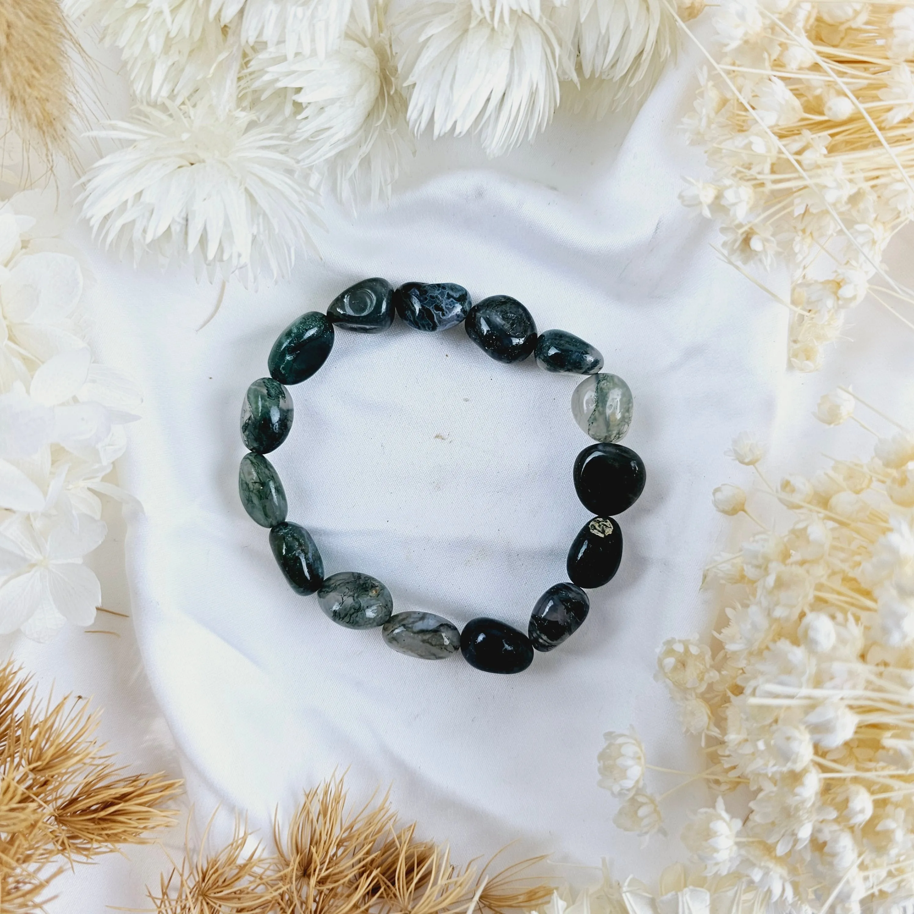 Moss Agate Bracelet - Tumbled