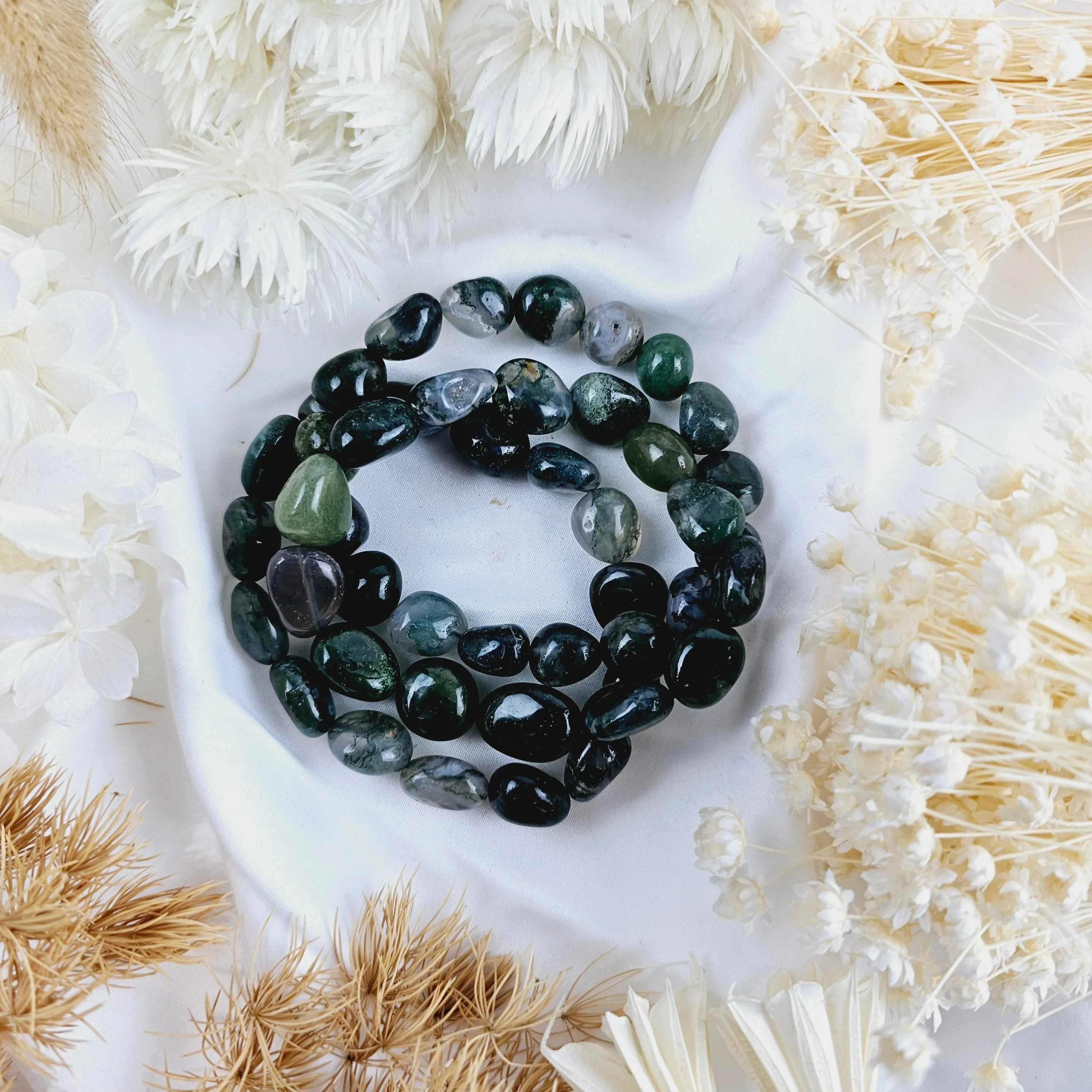Moss Agate Bracelet - Tumbled