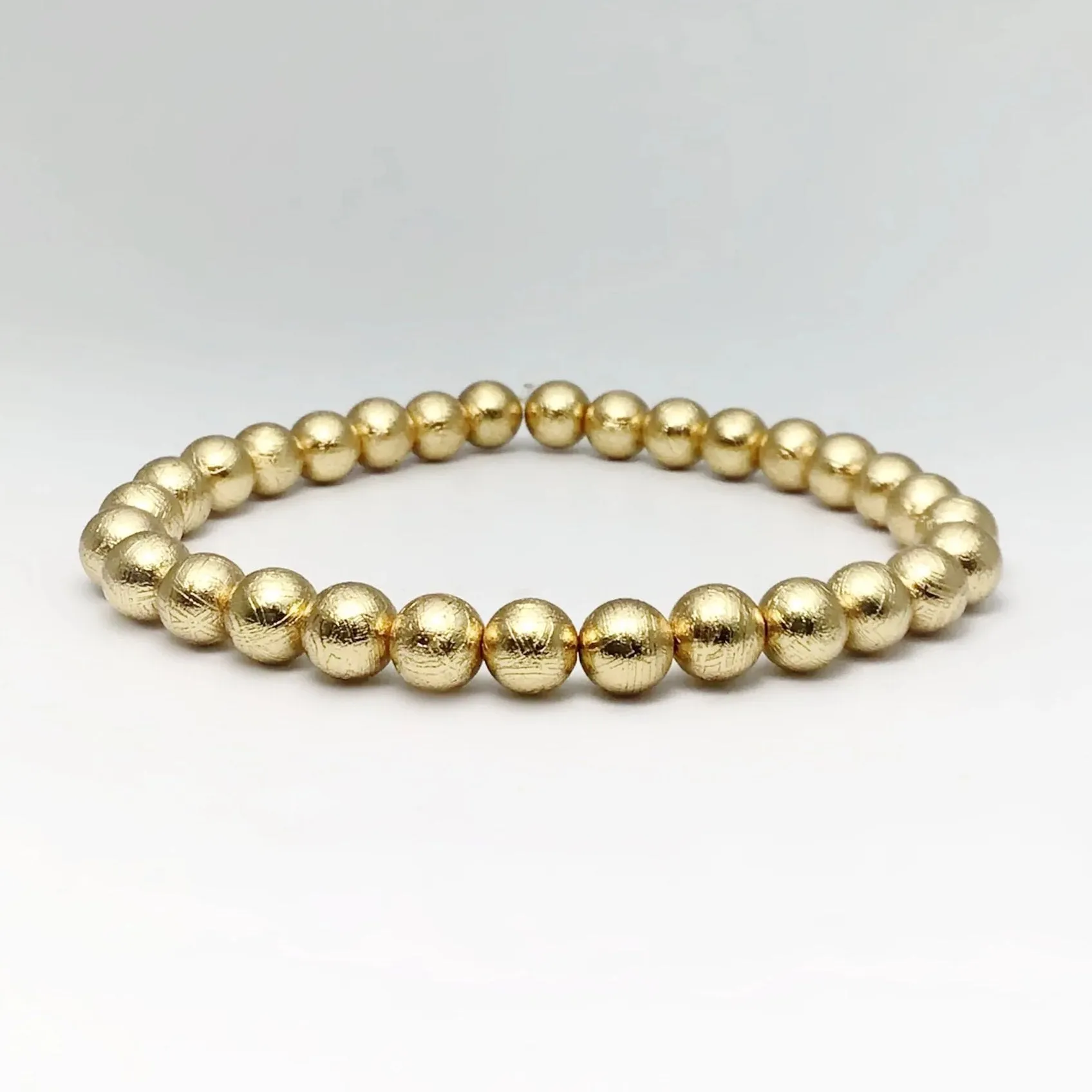 Muonionalusta Meteorite Beaded Bracelet with Gold Finish