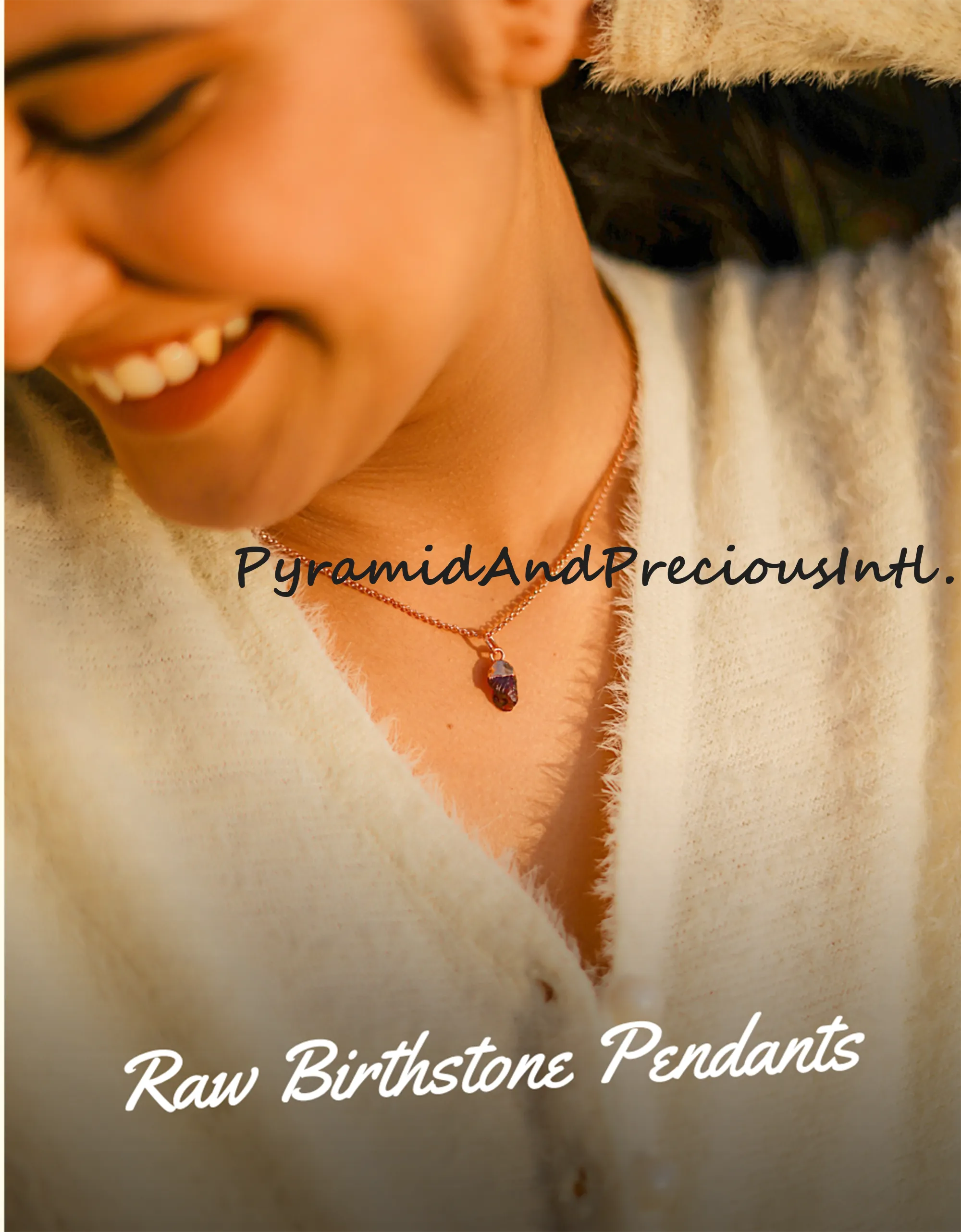 Natural Raw Garnet Copper Plated Pendant Necklace, January Birthstone, Sold By Piece