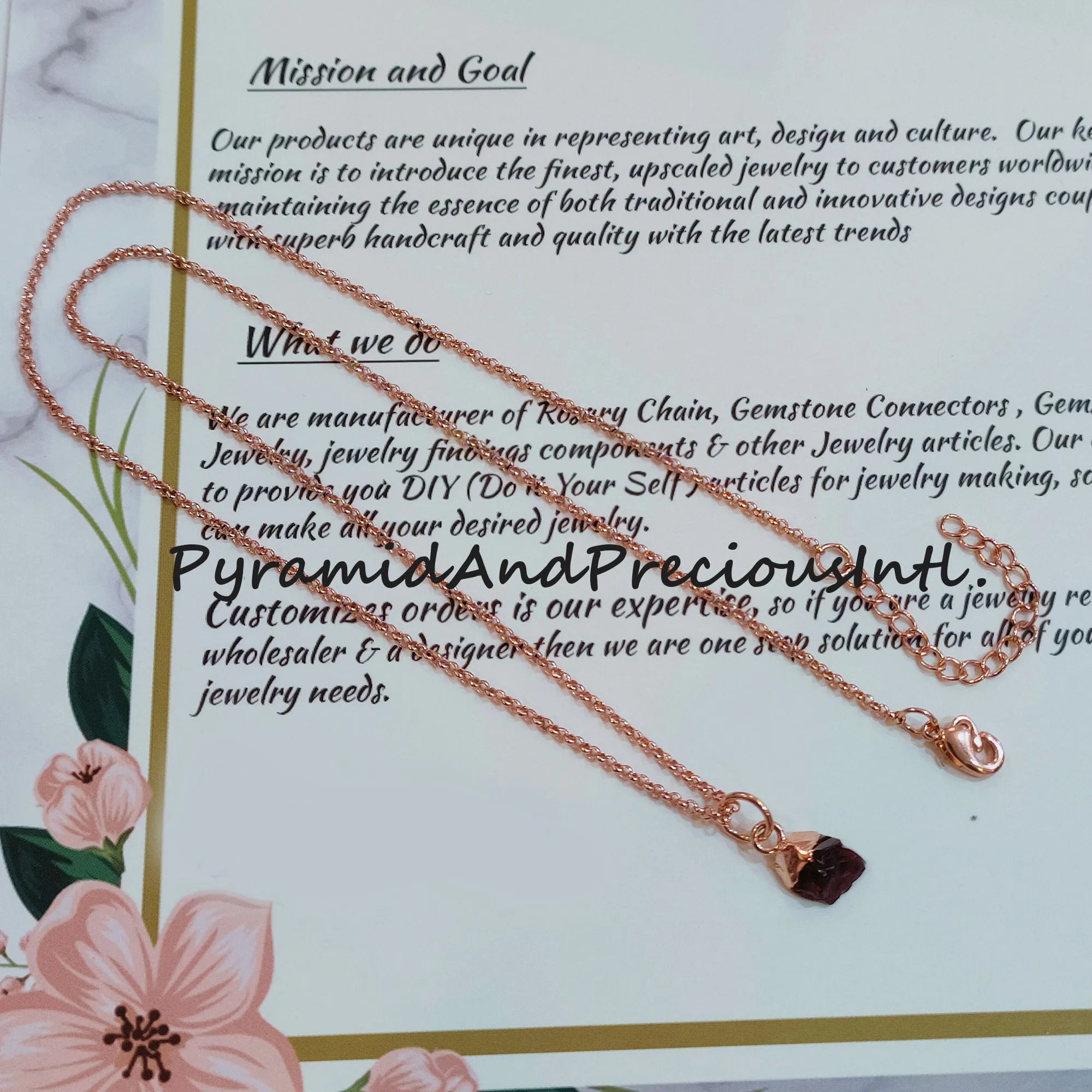 Natural Raw Garnet Copper Plated Pendant Necklace, January Birthstone, Sold By Piece
