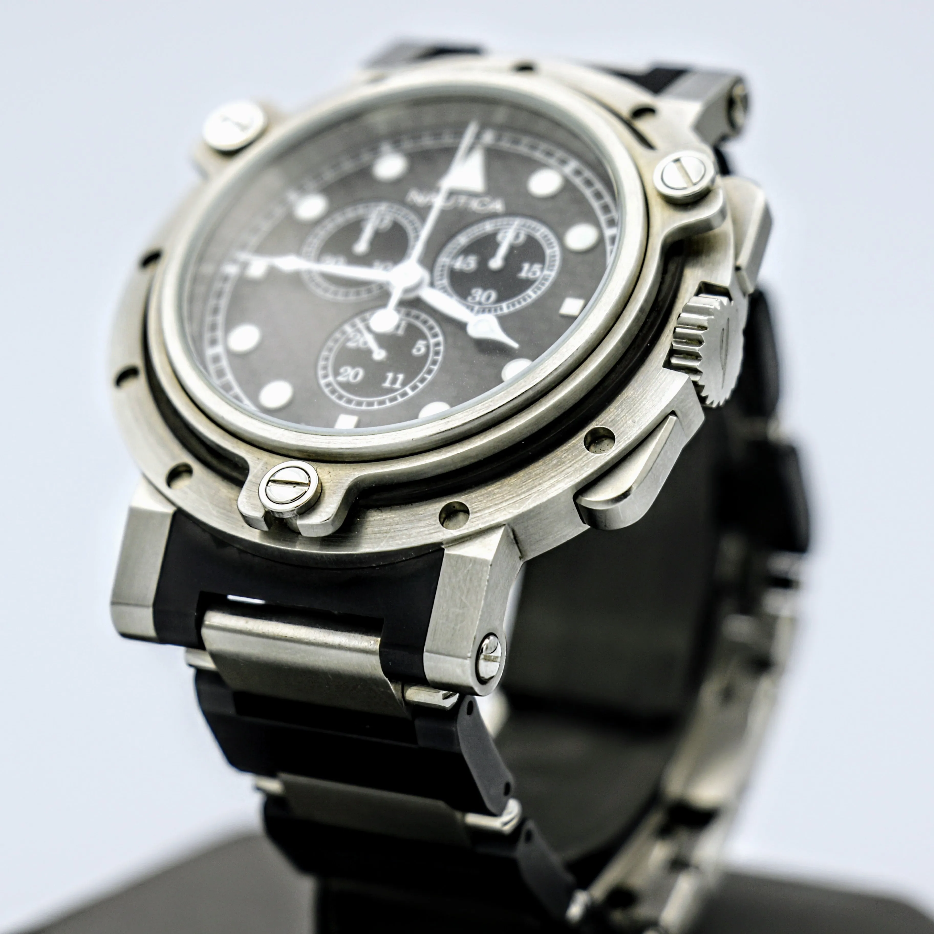 NAUTICA Chronograph Wristwatch Basketweave Dial Swiss High-Quality Quartz Watch