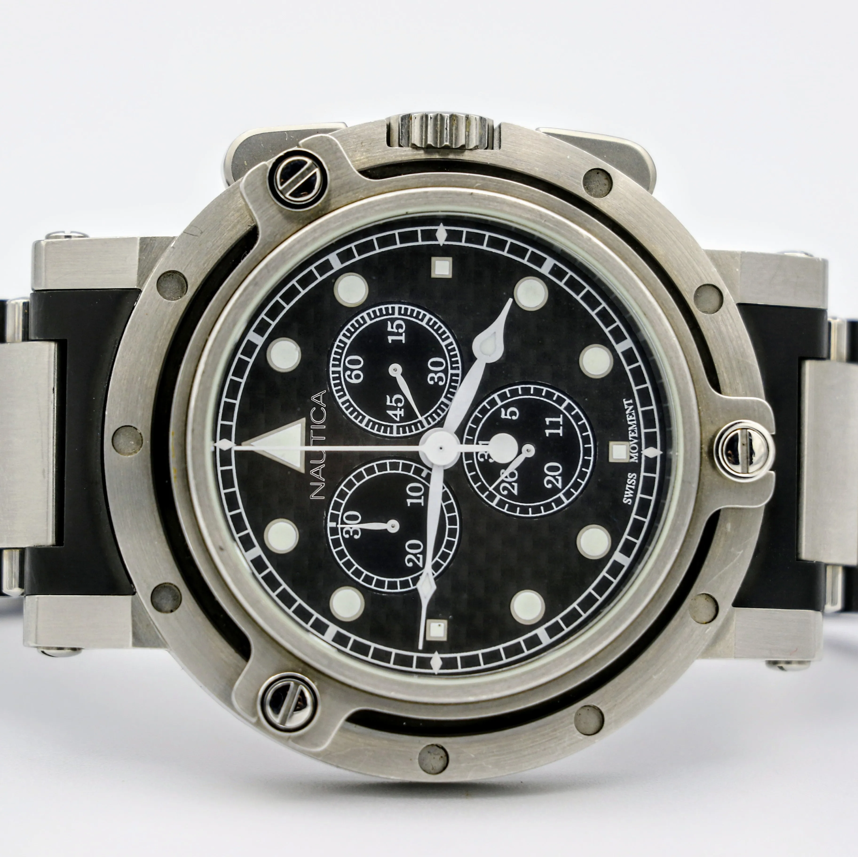 NAUTICA Chronograph Wristwatch Basketweave Dial Swiss High-Quality Quartz Watch