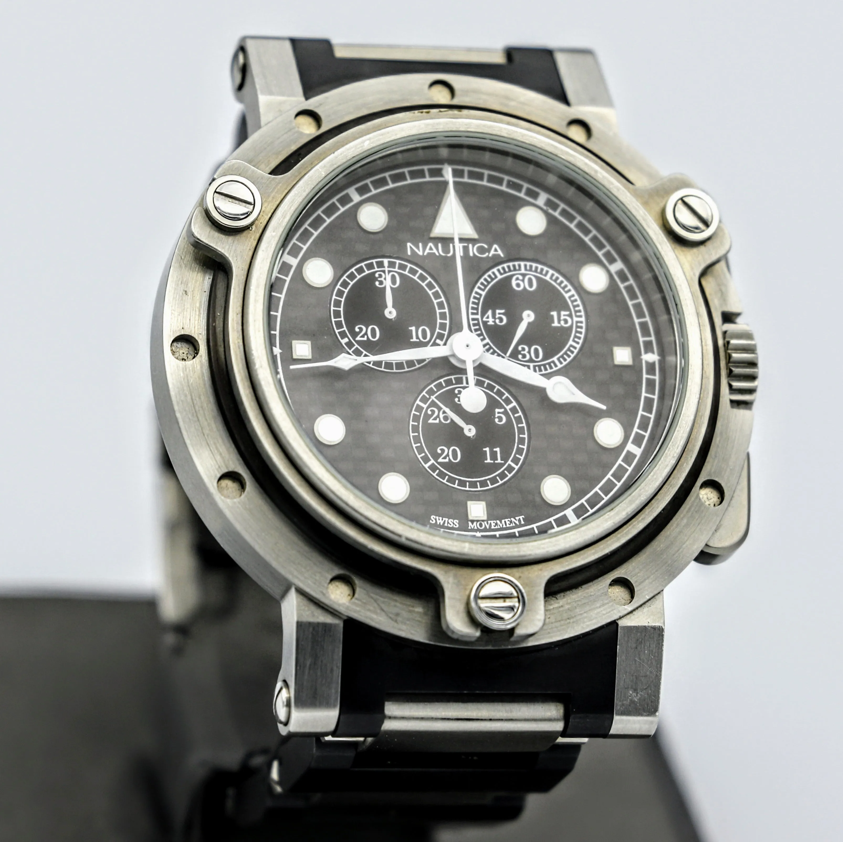 NAUTICA Chronograph Wristwatch Basketweave Dial Swiss High-Quality Quartz Watch