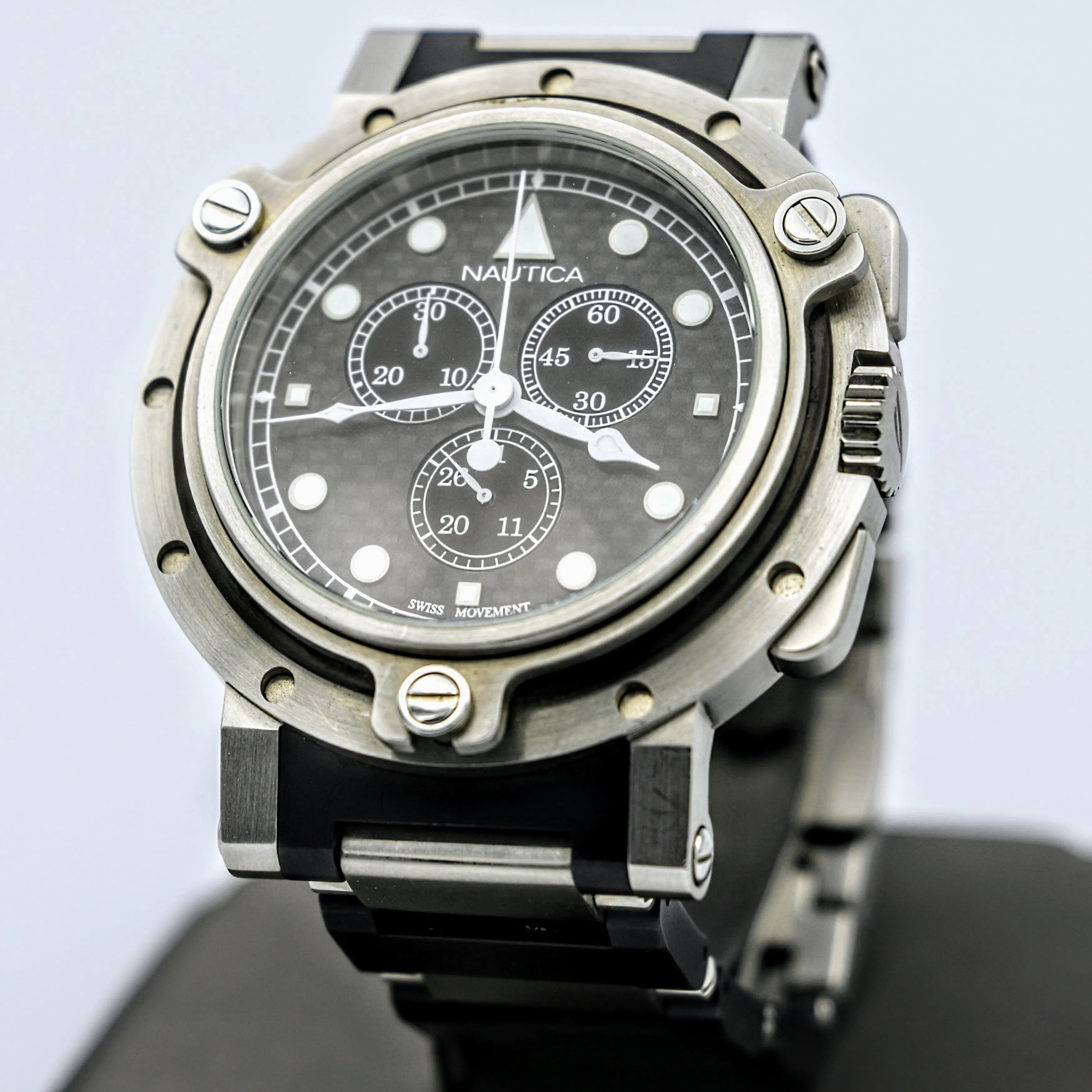 NAUTICA Chronograph Wristwatch Basketweave Dial Swiss High-Quality Quartz Watch