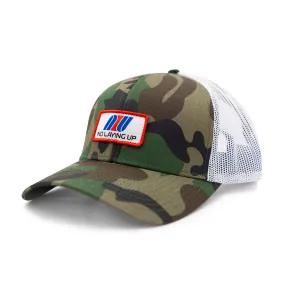 NLU Custom Airline Trucker Hat | Camo w/ White Mesh & Red/White/Blue Patch