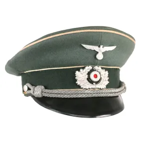 Original German WWII Army Heer Infantry Officers Schirmmütze Visor Cap by Erhard Burgmayer of Ulm