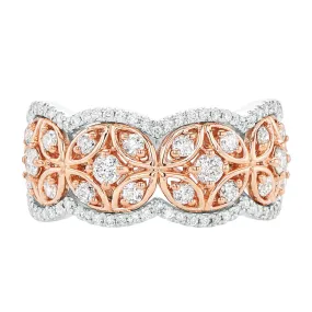 Paris 14ct Two Tone Gold Round Cut 0.75 Carat tw Diamond Ring