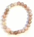 Peach Moonstone Stretchy Beaded Bracelet - Wrist Mala - 8mm