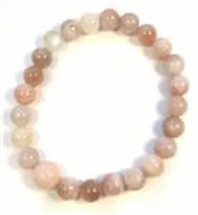 Peach Moonstone Stretchy Beaded Bracelet - Wrist Mala - 8mm