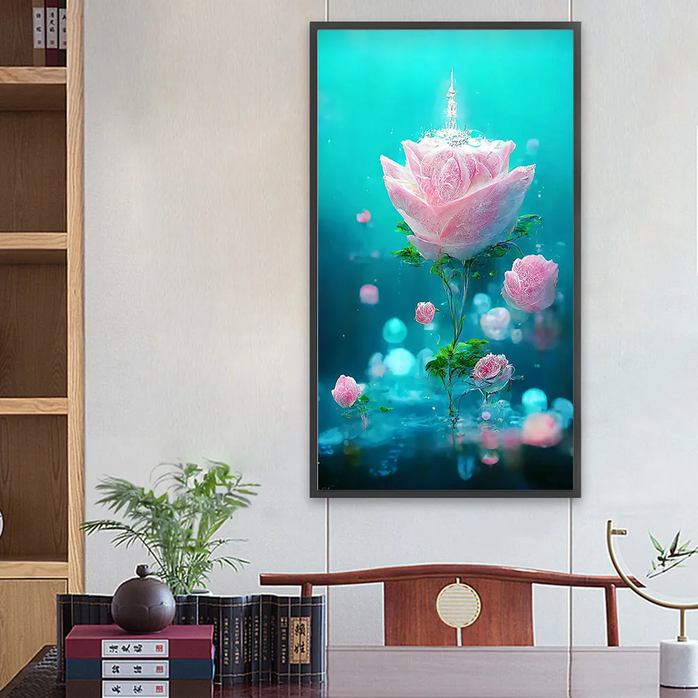 Pink Crystal Flower - Full Round Drill Diamond Painting 40*70CM