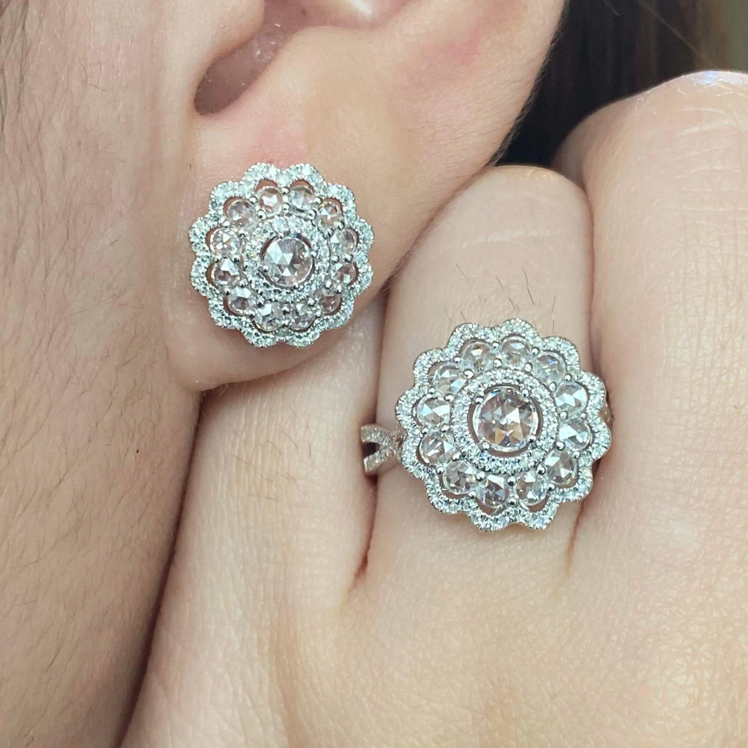 PREORDER | Floral Diamantes Statement Diamond Jewelry Set 14kt