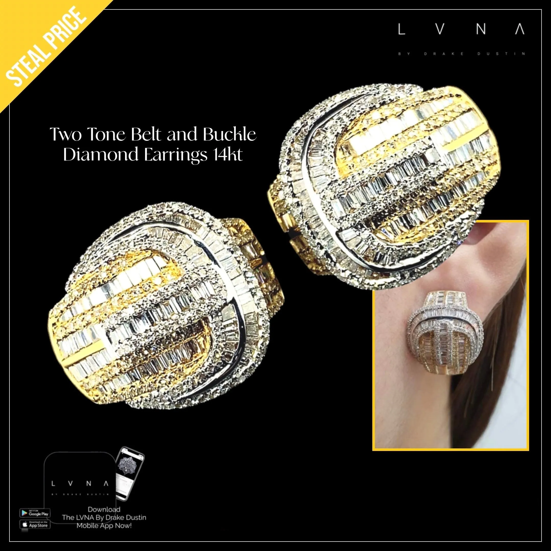 PREORDER | Multi-Tone Belt and Buckle Diamond Earrings 14kt