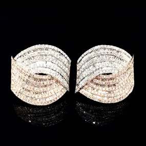 PREORDER | Multi-Tone Crossover Paved Diamond Earrings 14kt