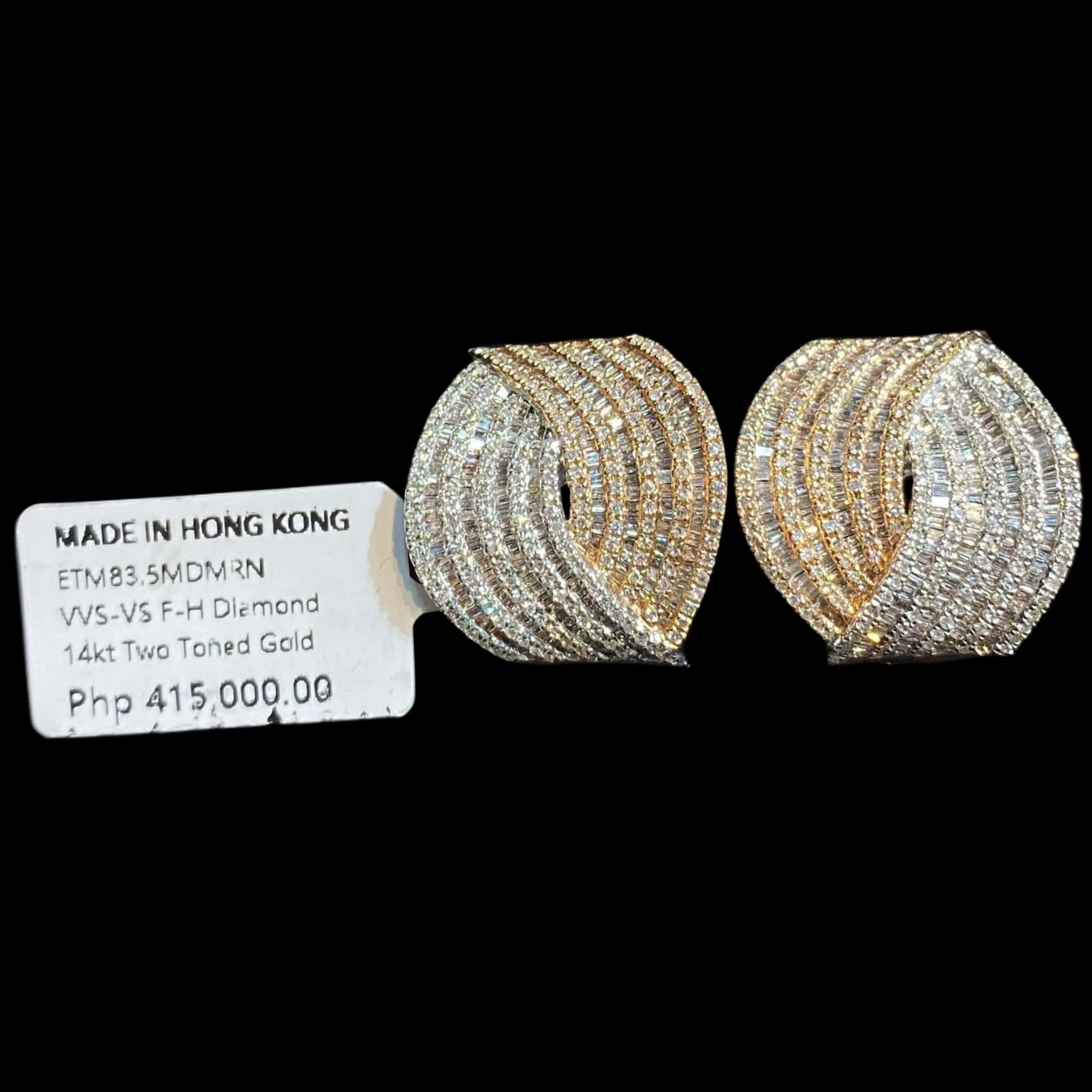 PREORDER | Multi-Tone Crossover Paved Diamond Earrings 14kt