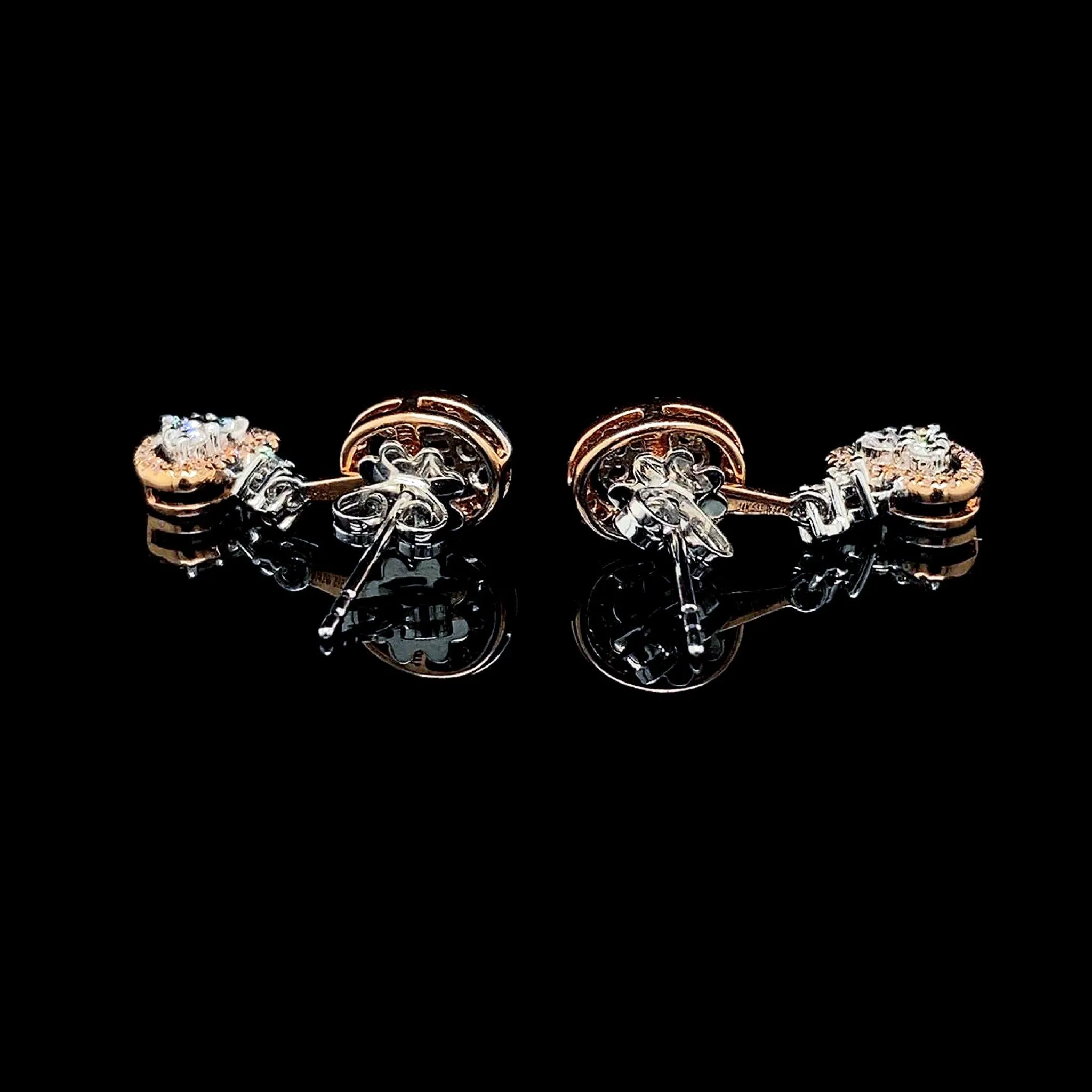 PREORDER | Multi-Tone Oval Heart Diamond Earrings Dangling 14kt