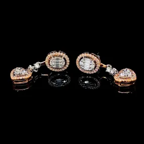 PREORDER | Multi-Tone Oval Heart Diamond Earrings Dangling 14kt