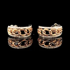 PREORDER | Rose Chain Paved Creolle Diamond Earrings 14kt