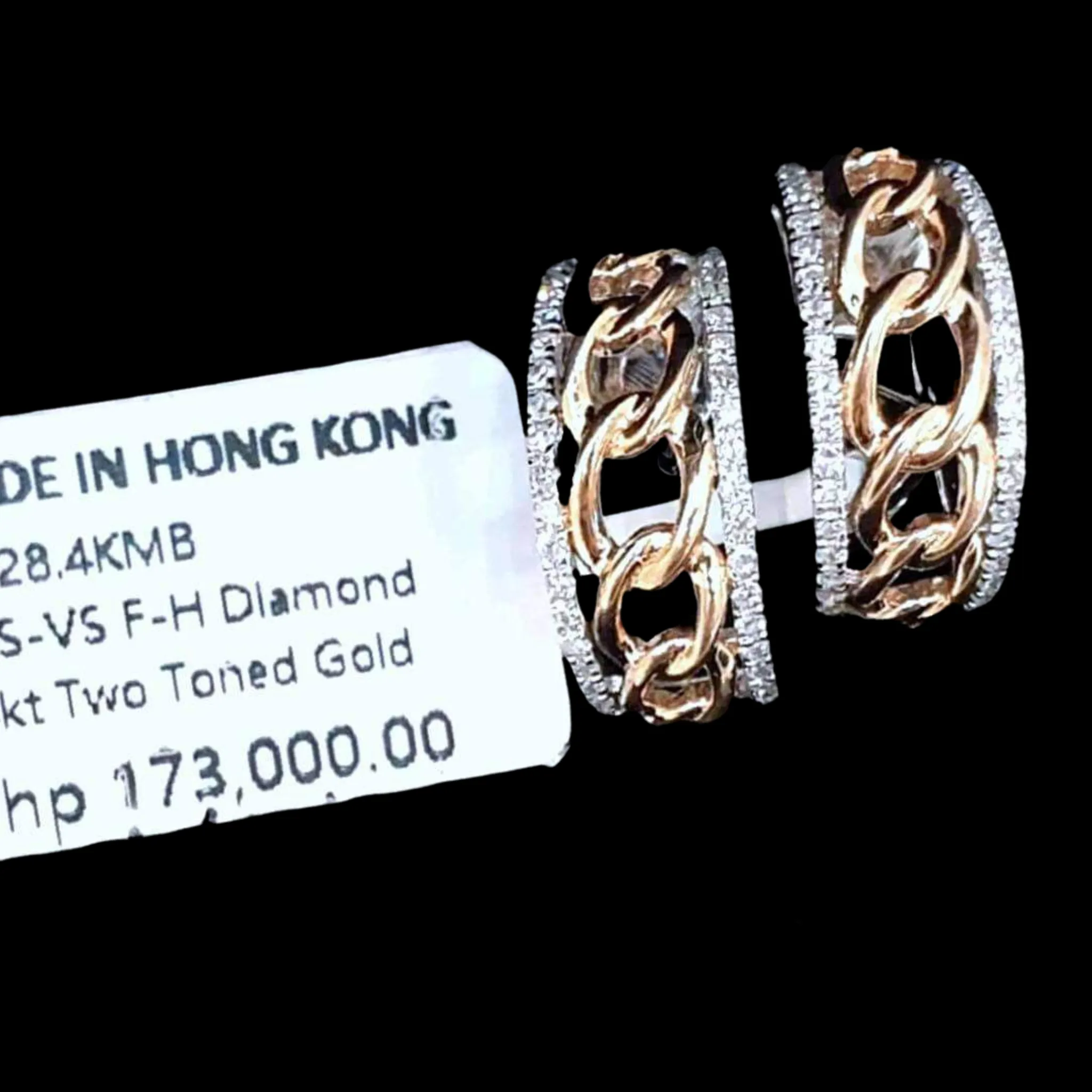 PREORDER | Rose Chain Paved Creolle Diamond Earrings 14kt