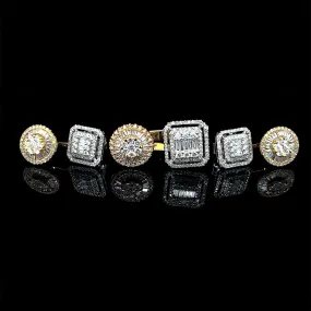 PREORDER | Two Tone Square Round Dangling Diamond Set