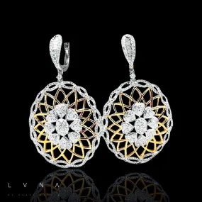 PREORDER | Two Tone Statement Diamond Earrings Dangling 14kt