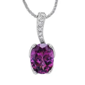 Purple Garnet And Diamond Necklace 14K White Gold
