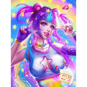 Purple Hair Anime Girl - Full Round Drill Diamond Painting 30*40CM