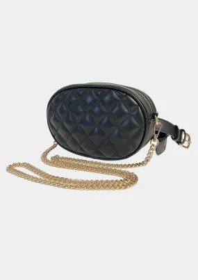 QUILTED LEATHER CROSSBODY CHAIN BELT BAG