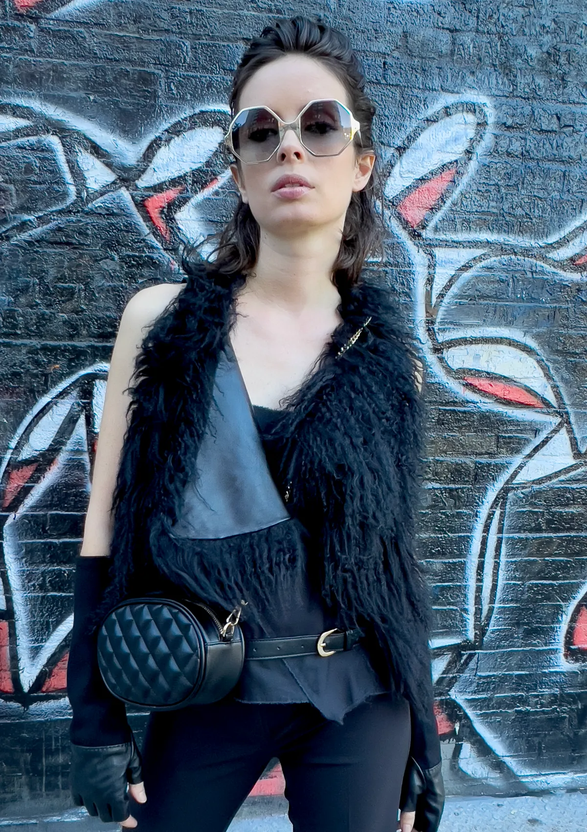 QUILTED LEATHER CROSSBODY CHAIN BELT BAG