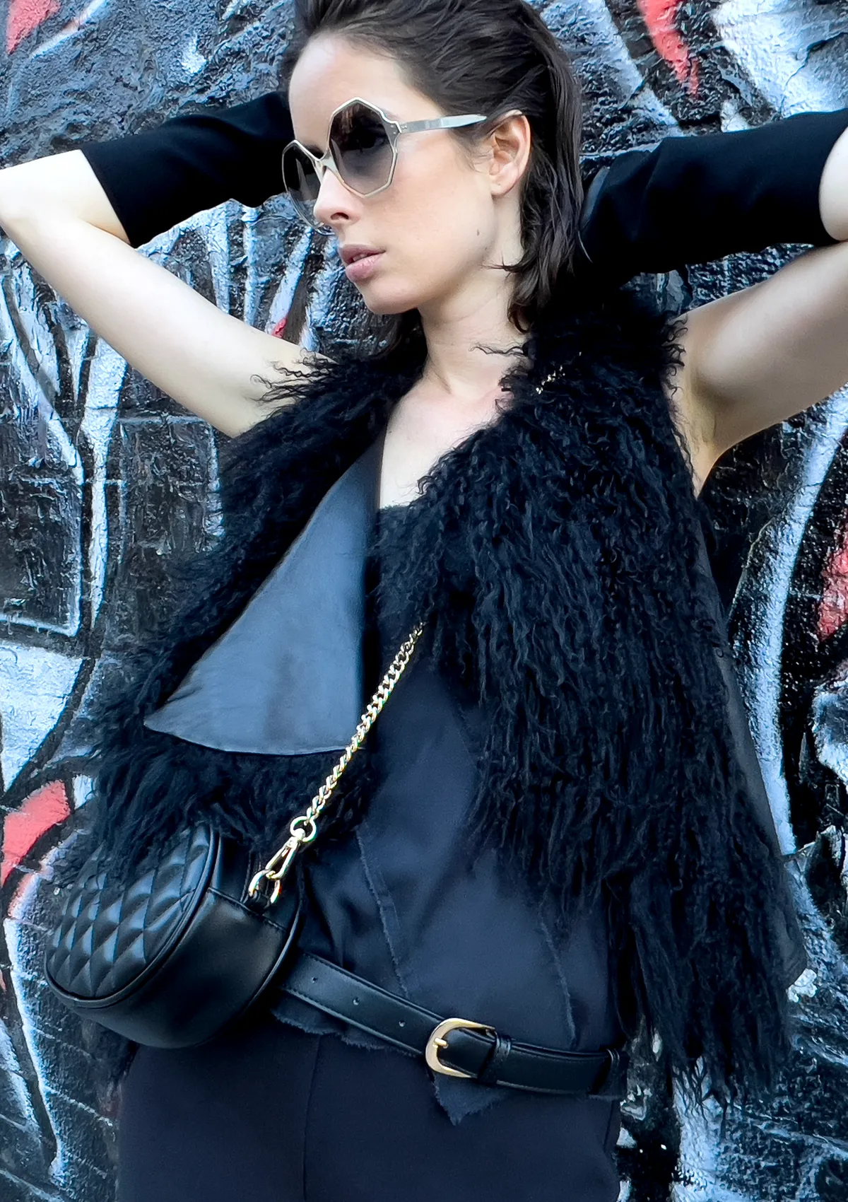 QUILTED LEATHER CROSSBODY CHAIN BELT BAG