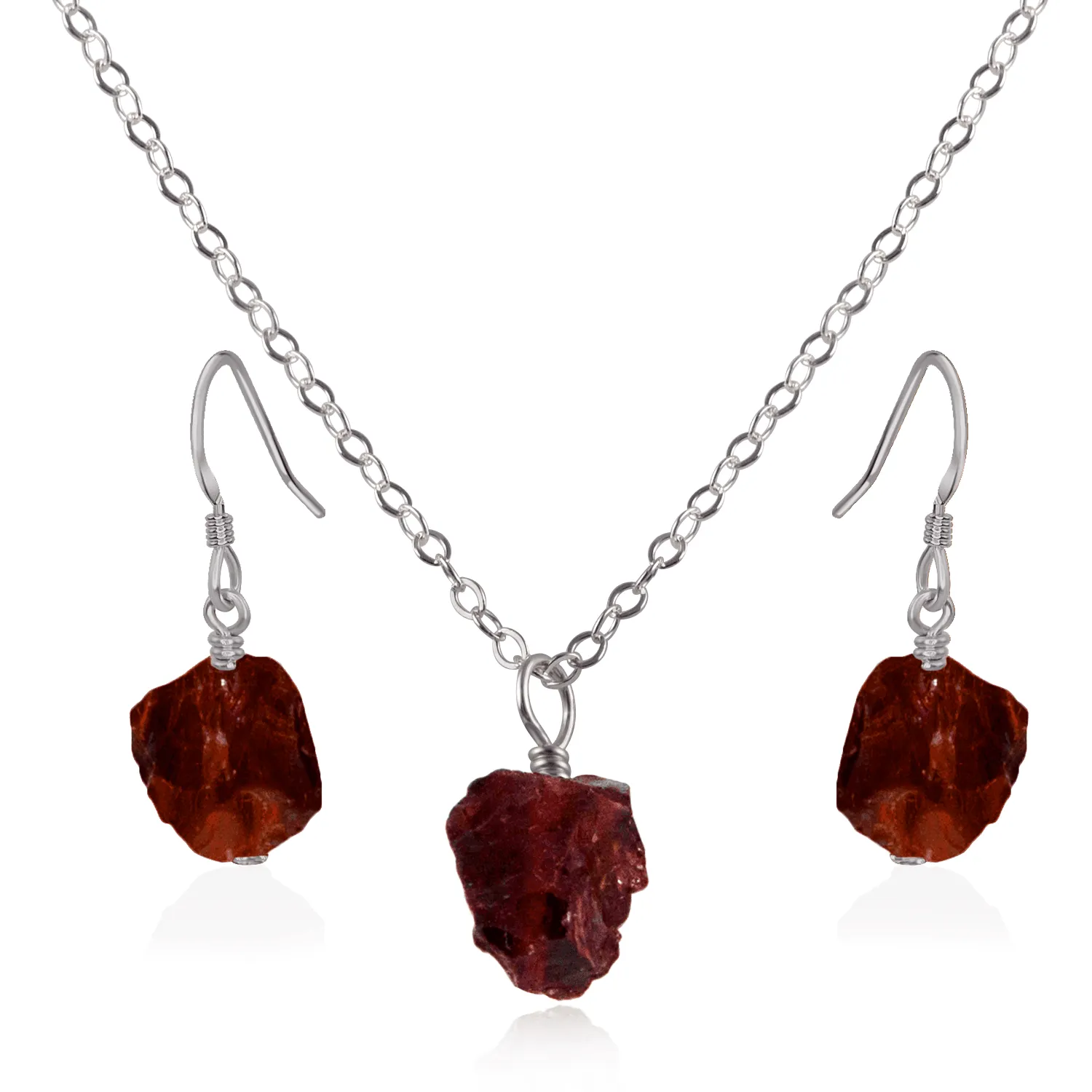 Raw Garnet Crystal Jewellery Set