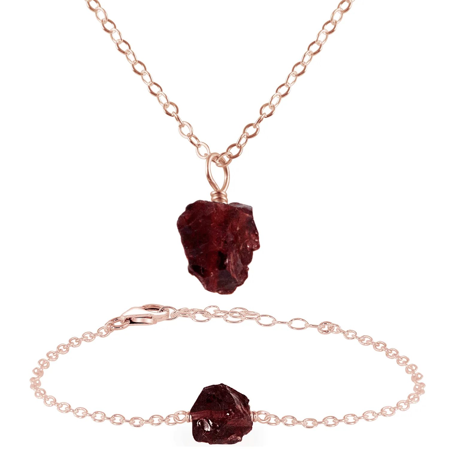 Raw Garnet Crystal Jewellery Set