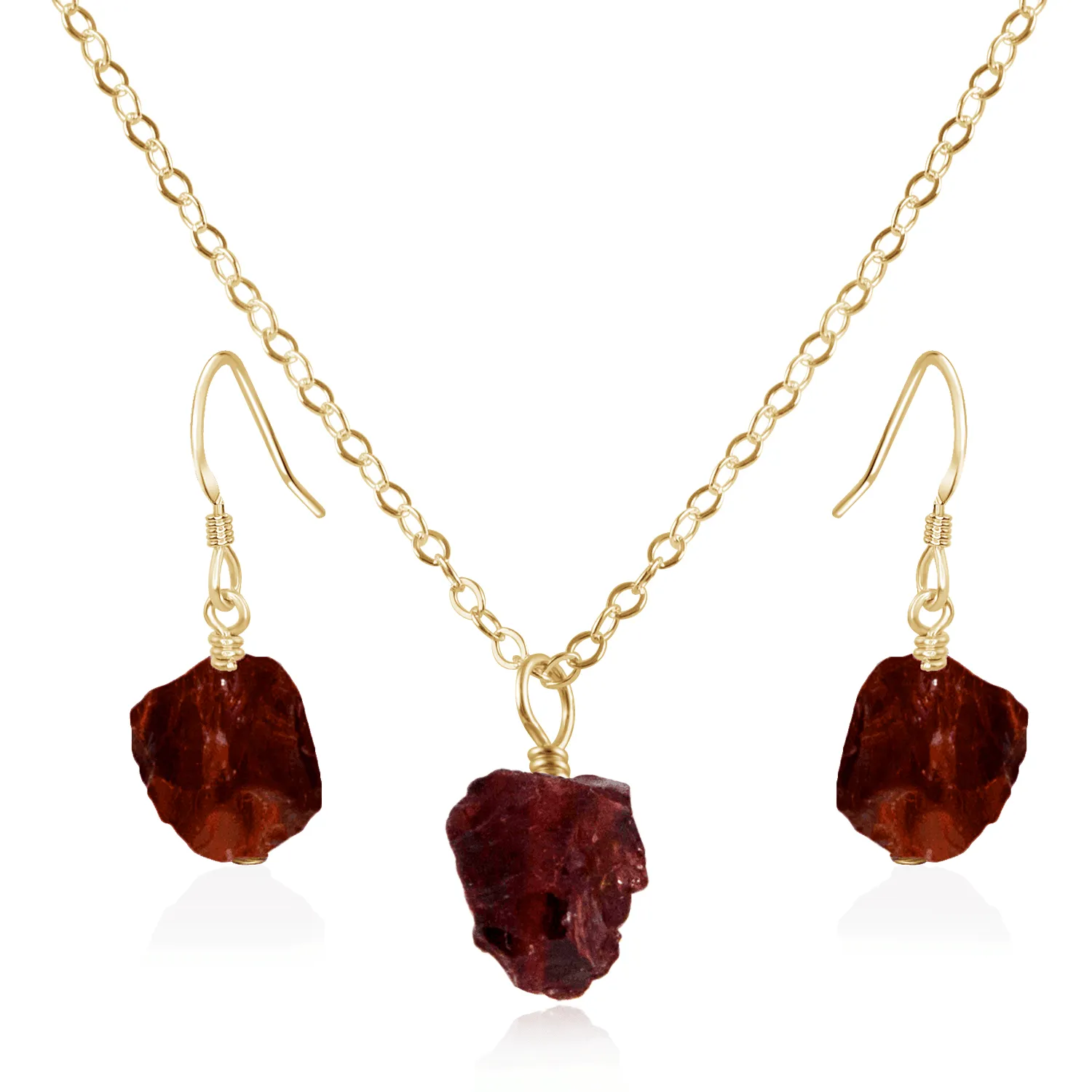 Raw Garnet Crystal Jewellery Set