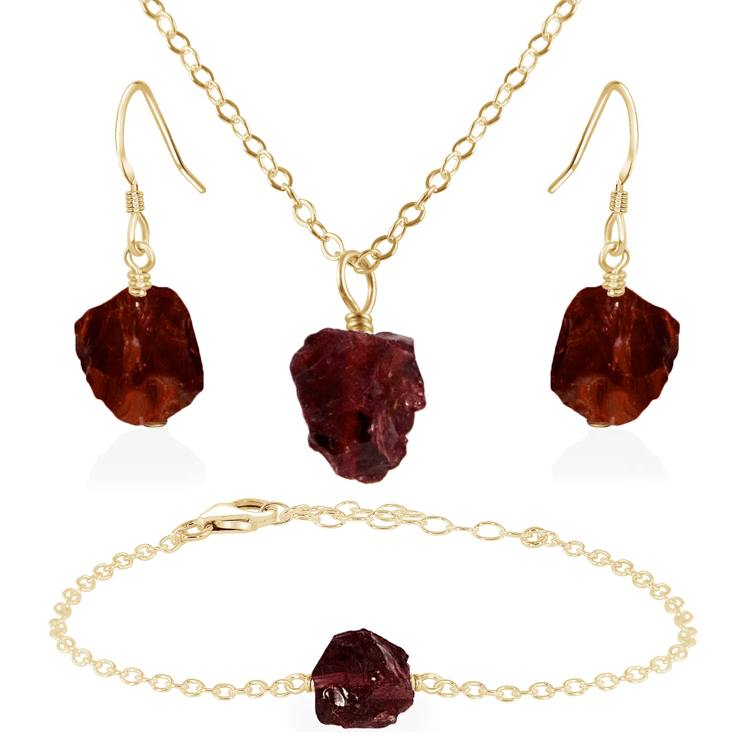 Raw Garnet Crystal Jewellery Set