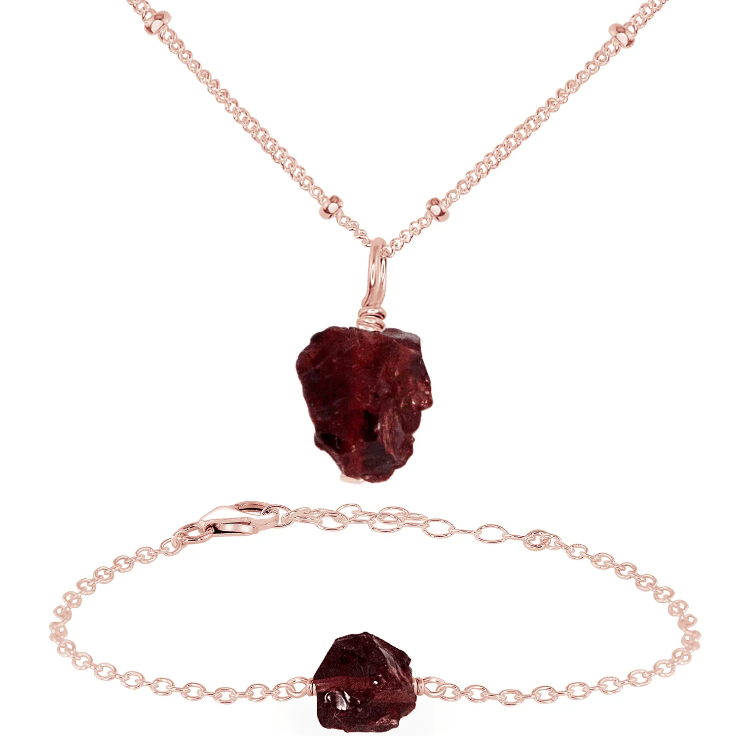 Raw Garnet Crystal Jewellery Set
