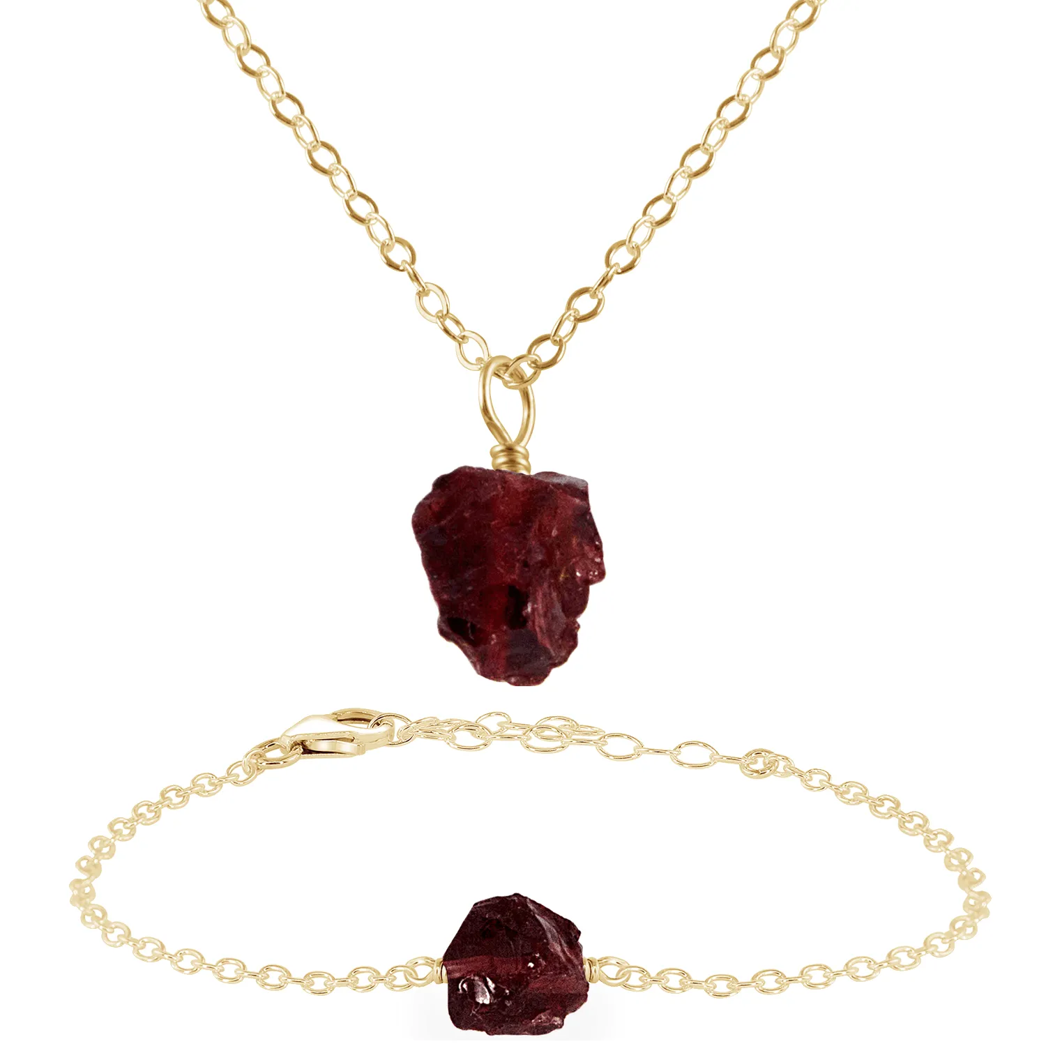 Raw Garnet Crystal Jewellery Set