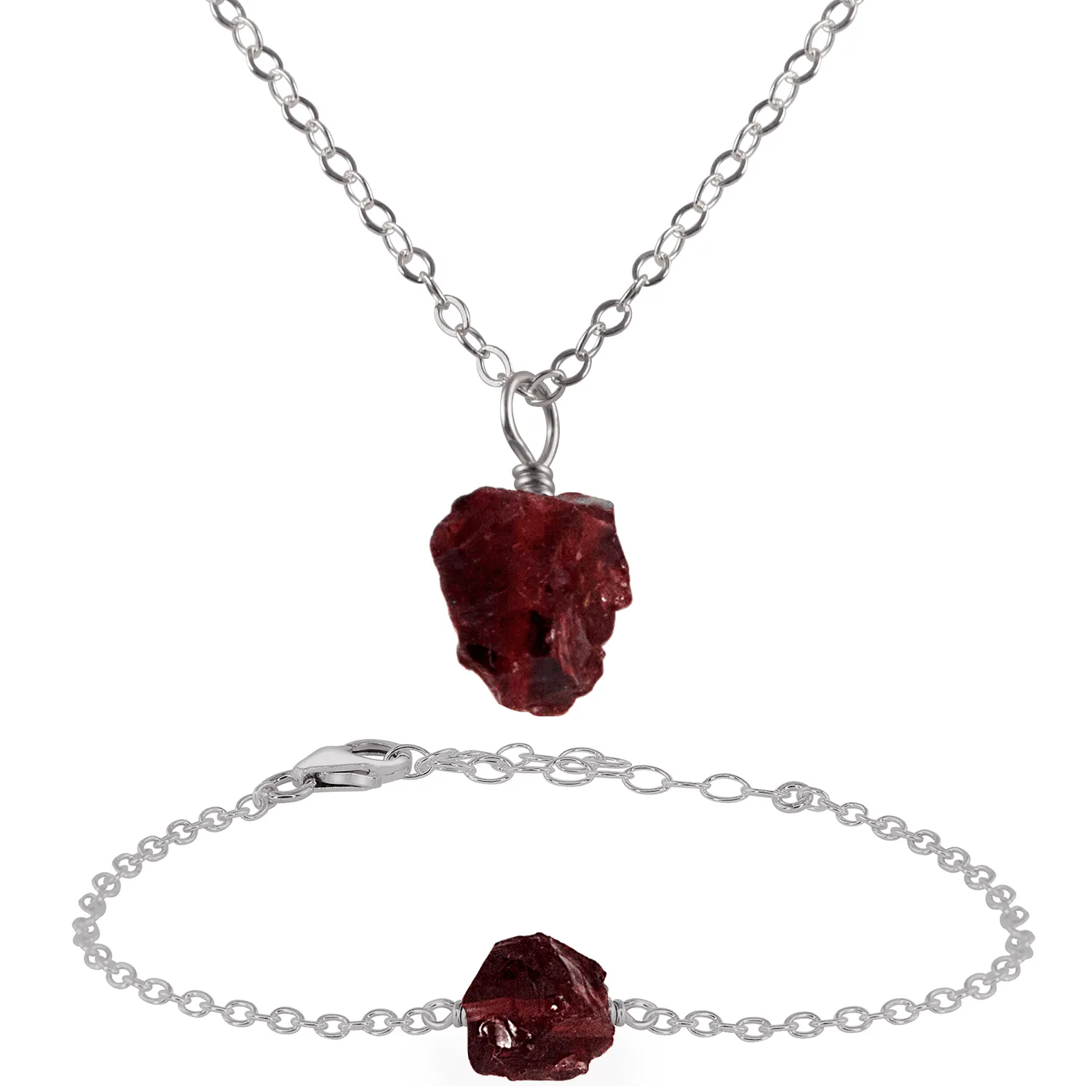 Raw Garnet Crystal Jewellery Set