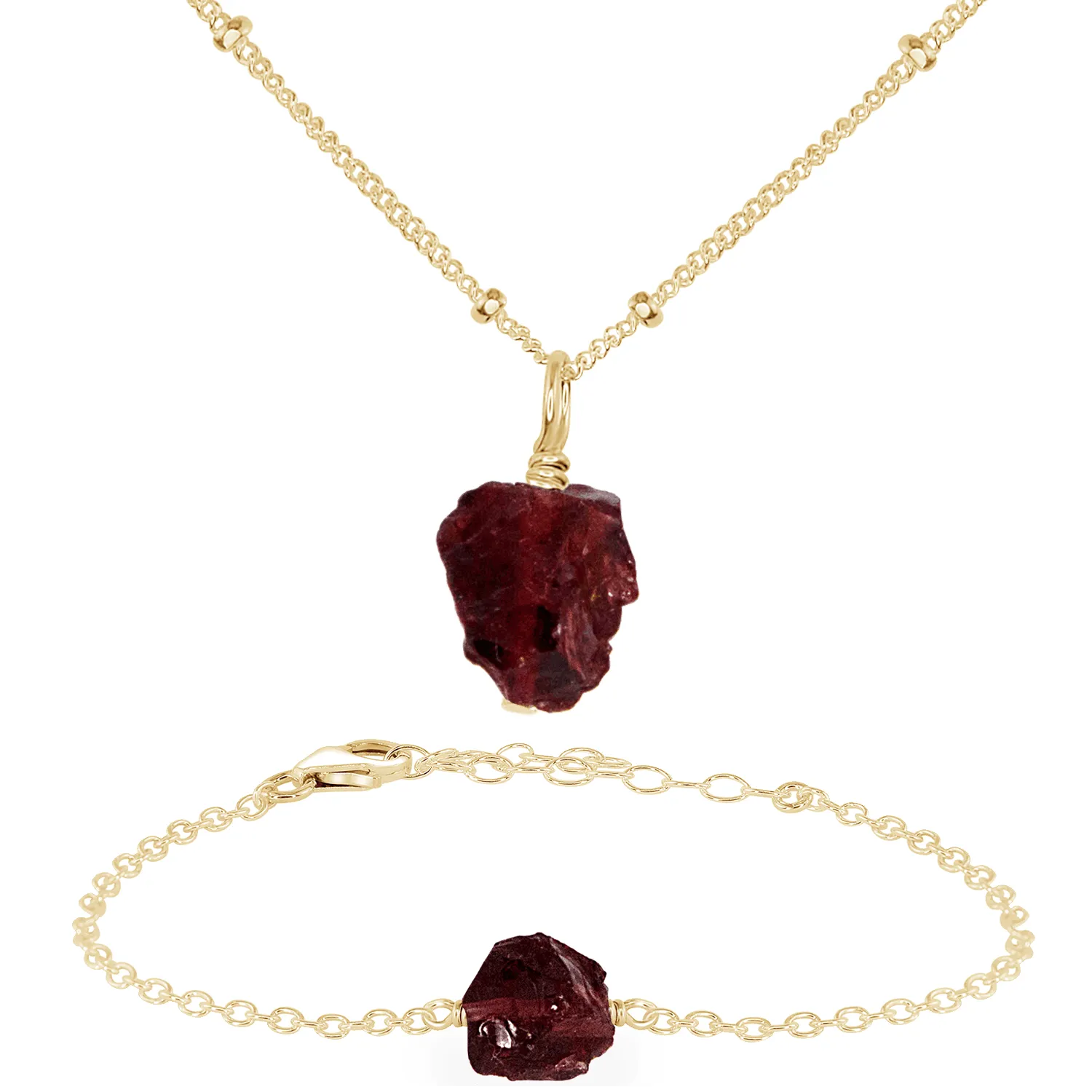 Raw Garnet Crystal Jewellery Set